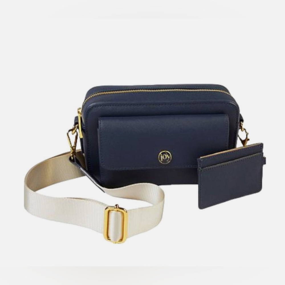 Joy Saffiano BlackLeather Crossbody Bag Set NEW